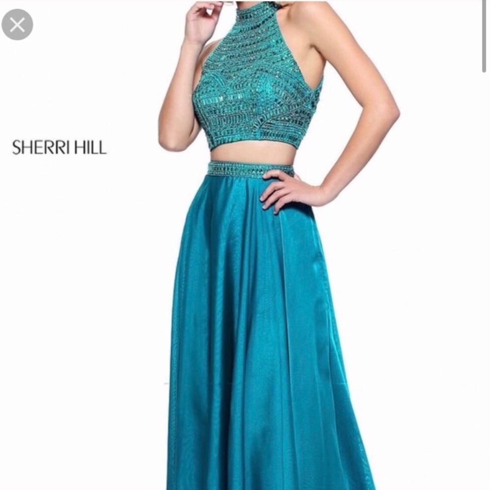 2 piece teal Sherri Hill dress